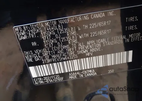 2017 Toyota Rav4 Xle z USA, uszkodzony, nr VIN 2T3RFREV5HW643255